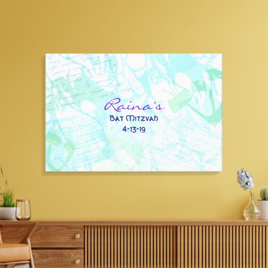 DE VERHAAL WRITER Bat Bar Mitzvah tekent aan boord Canvas Afdruk (Insitu (Woonkamer))