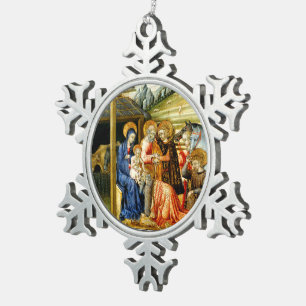 De verheerlijking van de Magi door Giovanni di Pao Tin Sneeuwvlok Ornament