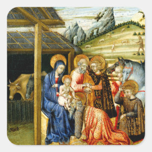De verheerlijking van de Magi door Giovanni di Pao Vierkante Sticker