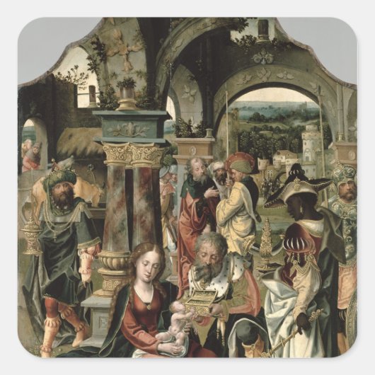 De verheerlijking van de Magi Vierkante Sticker (Voorkant)