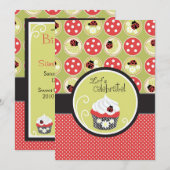 De Verjaardag Bug & Cupcake van de dame Kaart (Voorkant / Achterkant)