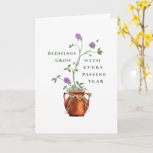 De verjaardag/de Zegen groeien Kaart (Gele Bloem)