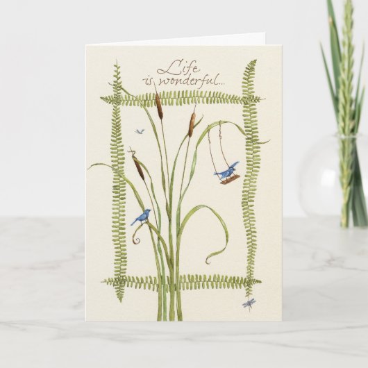 De verjaardag/het Leven zijn Prachtig Kaart (Voorkant)