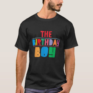 De Verjaardag Jongen Kleurrijke Partij Matching Fa T-shirt