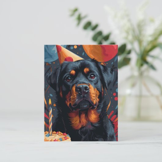 De Verjaardag Rottweiler Hond Briefkaart (Staand voorkant)