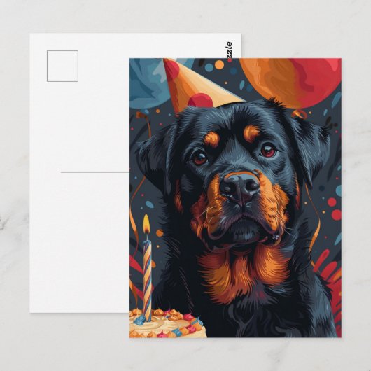 De Verjaardag Rottweiler Hond Briefkaart (Voorkant / Achterkant)