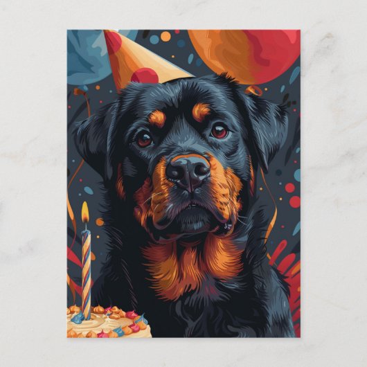 De Verjaardag Rottweiler Hond Briefkaart (Voorkant)