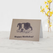 De Verjaardag van Boston Terrier Kaart (Gele Bloem)