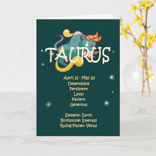 De Verjaardag van de Dierenriem van de Stier Kaart (Gele Bloem)