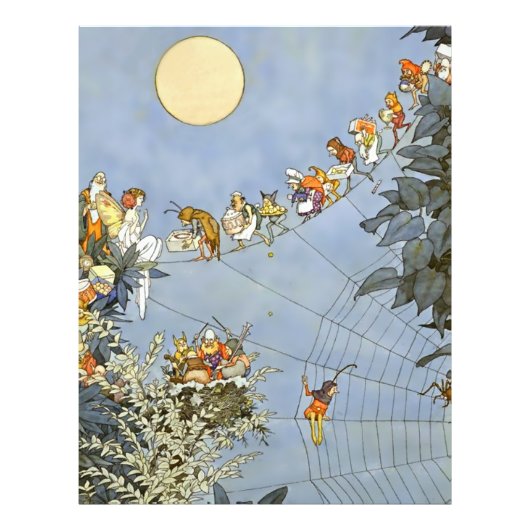 “De verjaardag van de feeën” van Heath Robinson Foto Afdruk (Voorkant)