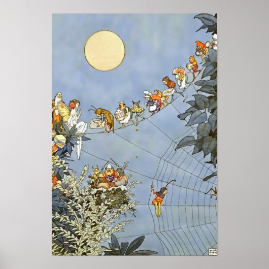 “De verjaardag van de feeën” van Heath Robinson Poster (Voorkant)