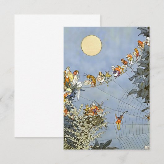 “ De verjaardag van de feeën” van Heath Robinson RSVP Kaartje (Voorkant / Achterkant)