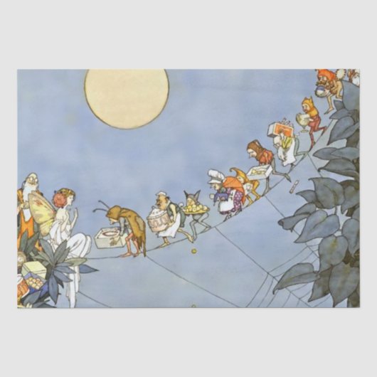 “De verjaardag van de feeën” van Heath Robinson Tissuepapier (Voorkant)