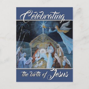 De verjaardag van de geboorte van Jezus, de kerstn Briefkaart