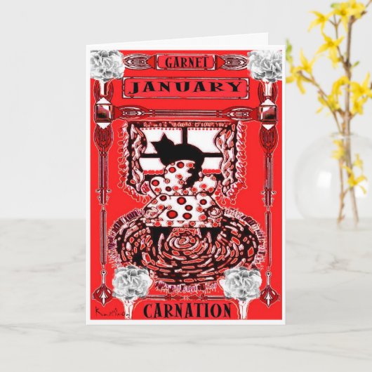 DE VERJAARDAG VAN DE KAT VAN JANUARI KAART (Gele Bloem)