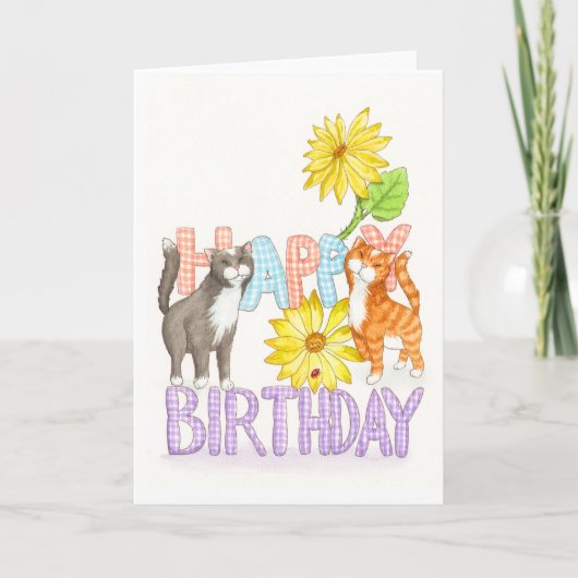 De Verjaardag van de Katten van de liefde Kaart (Voorkant)