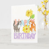 De Verjaardag van de Katten van de liefde Kaart (Gele Bloem)