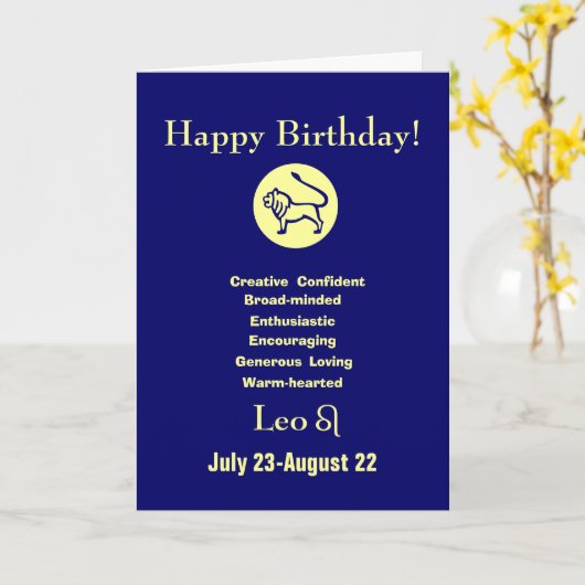 De verjaardag van de Leeuw - horoscoop Kaart (Gele Bloem)