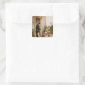 De verjaardag van de priester vierkante sticker (Tas)