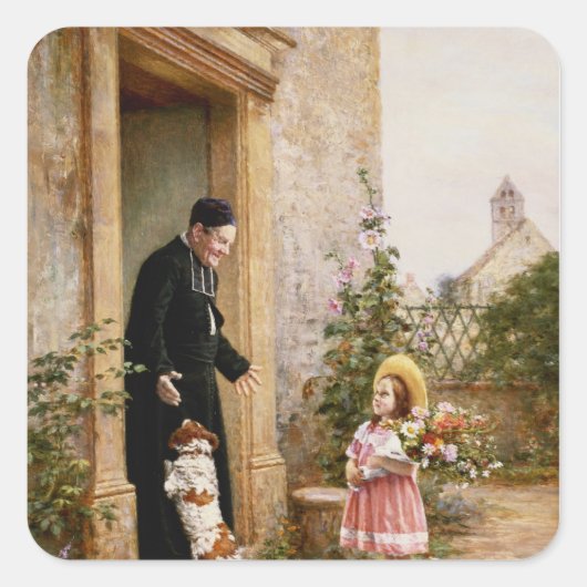 De verjaardag van de priester vierkante sticker (Voorkant)