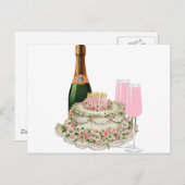 De Verjaardag van de Toost van Champagne Briefkaart (Voorkant / Achterkant)