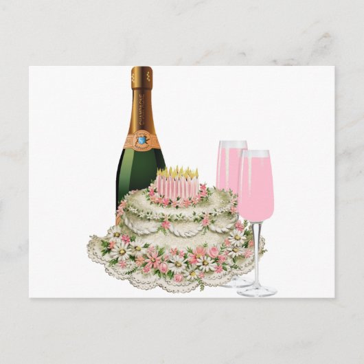De Verjaardag van de Toost van Champagne Briefkaart (Voorkant)