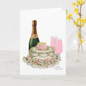De Verjaardag van de Toost van Champagne Kaart (Gele Bloem)