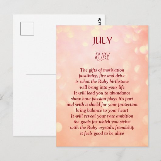 De verjaardag van de verjaardag van juli Ruby Briefkaart (Voorkant / Achterkant)