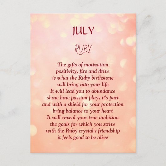De verjaardag van de verjaardag van juli Ruby Briefkaart (Voorkant)