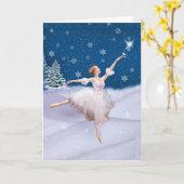 De Verjaardag van december met Ballerina in Sneeuw Kaart (Gele Bloem)