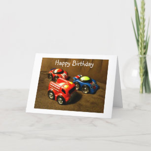 DE VERJAARDAG VAN EEN JONG KIND - RACEWAGEN GROETE KAART