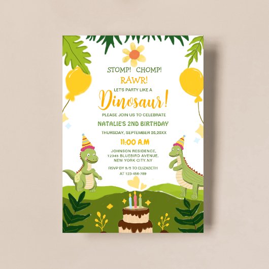 De verjaardag van een uniek dinosaurus kind kaart