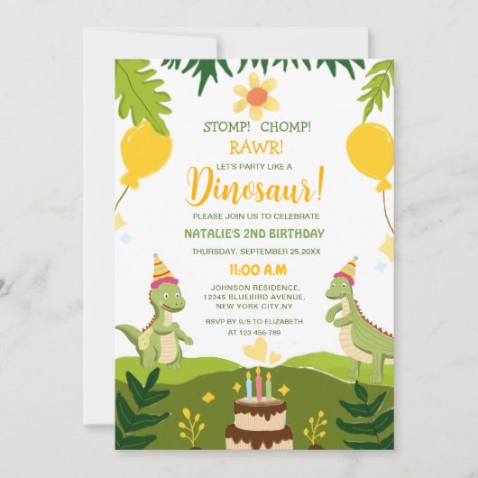 De verjaardag van een uniek dinosaurus kind kaart (Voorkant)