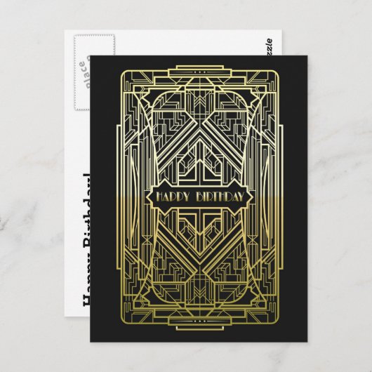 De Verjaardag van het art deco Briefkaart (Voorkant / Achterkant)