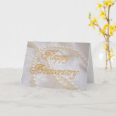 De verjaardag van het huwelijk met kant en parels kaart (Gele Bloem)