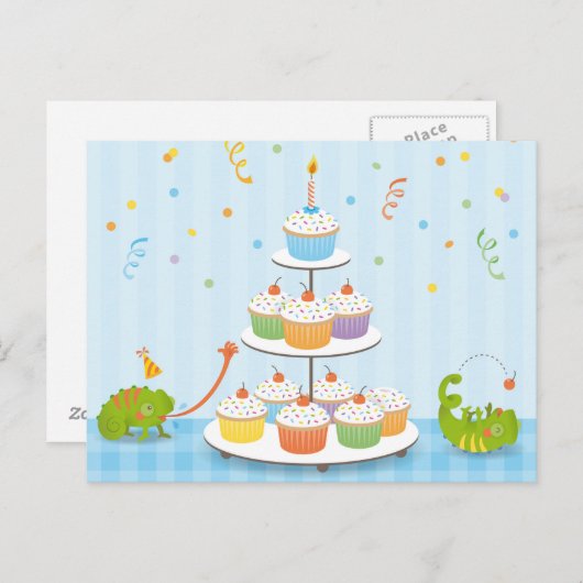 De verjaardag van het kameleon briefkaart (Voorkant / Achterkant)