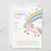 De verjaardag van het kleurrijke eenhoorn kind kaart (Voorkant)