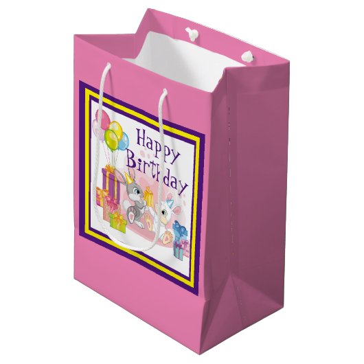 De verjaardag van het konijn medium cadeauzakje (Voorkant Gekanteld)