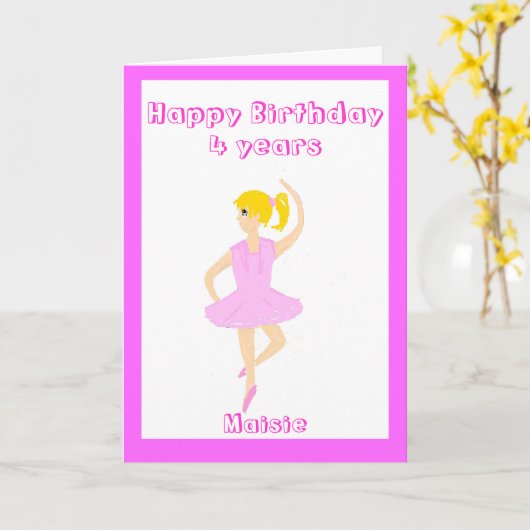 De Verjaardag van het Meisje van de ballerina Kaart (Gele Bloem)
