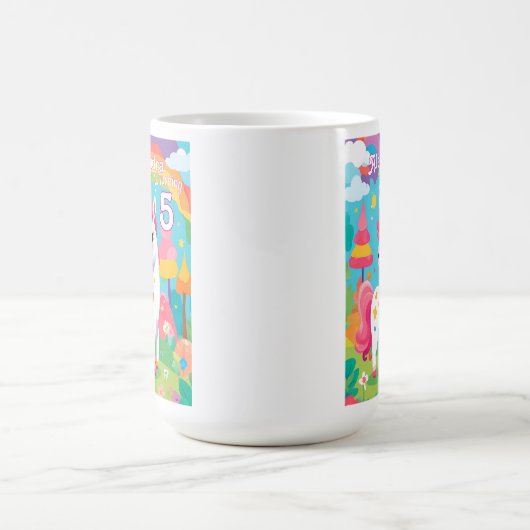 De verjaardag van het roze eenhoornmeisje koffiemok (Center)