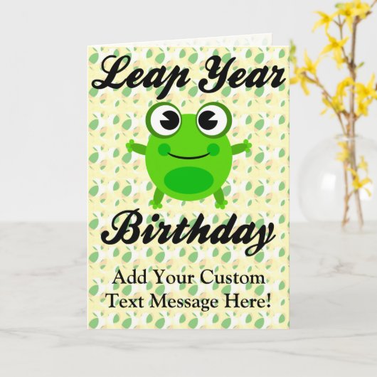 De Verjaardag van het Schrikkeljaar, Leuke Kikker Kaart (Gele Bloem)