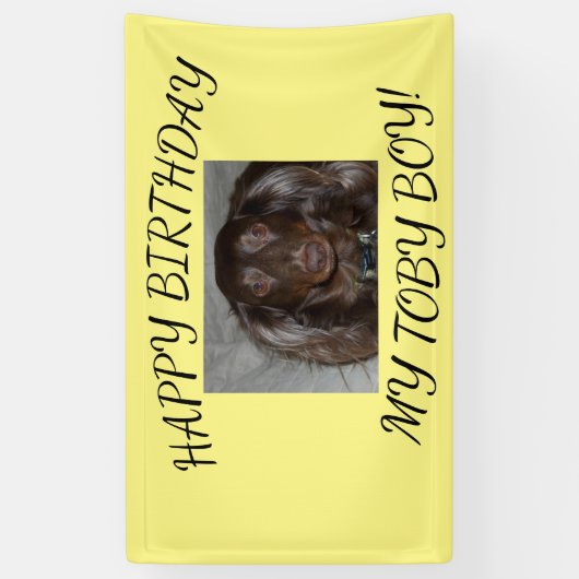 De verjaardag van mijn hond spandoek (Verticaal)
