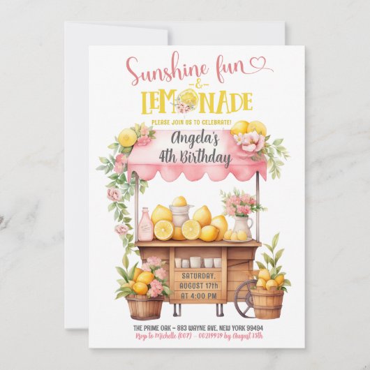 De verjaardag van Pink Lemonade Stand Kind Kaart (Voorkant)