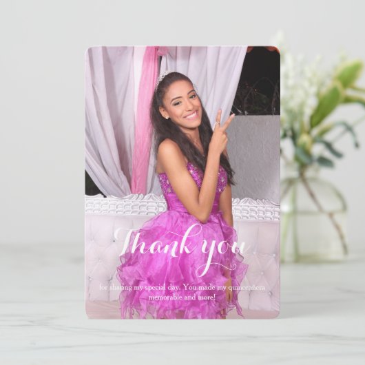 De verjaardag van Quinceañera vijftiende dankt u Bedankkaart (Staand voorkant)