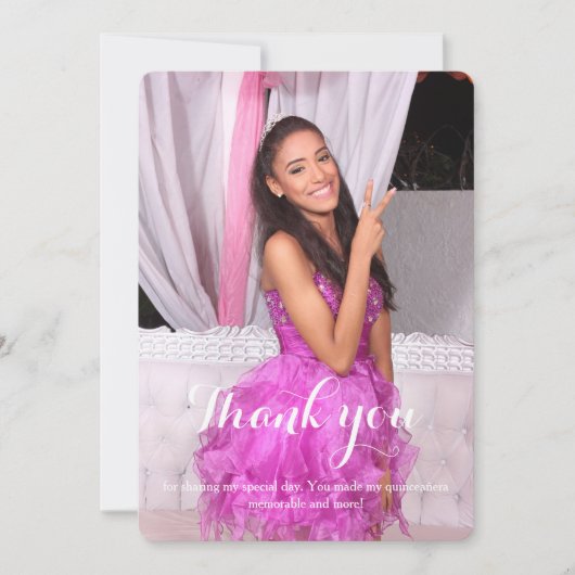 De verjaardag van Quinceañera vijftiende dankt u Bedankkaart (Voorkant)