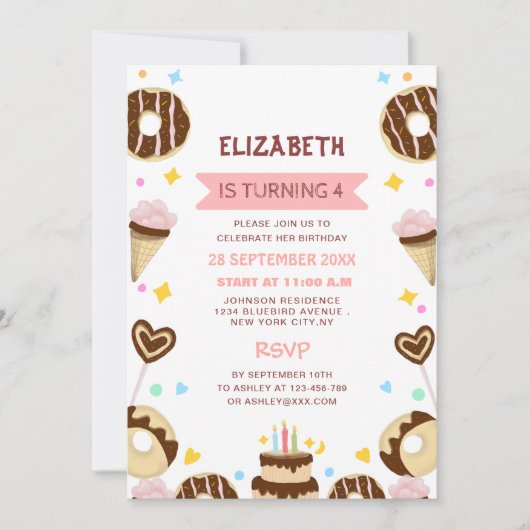 De verjaardag van Sweet Donut kind Kaart (Voorkant)