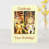 De Verjaardag van Tiki Kaart (Gele Bloem)