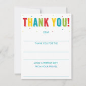 De verjaardag vult de blanco regenboog in dank u notitiekaartje (Voorkant)