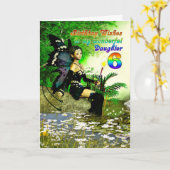 De verjaardag wenst dochterleeftijd 6 van een fee kaart (Gele Bloem)