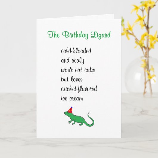 De Verjaardags Hagedis Een Grappig Verjaardags Ged Kaart (Gele Bloem)